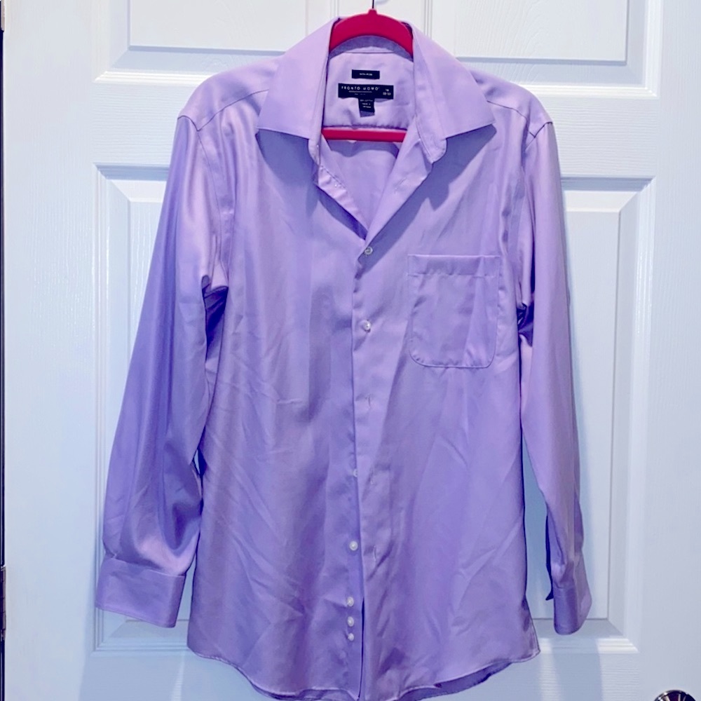 Pronto Uomo Purple Botton-down Shirt 16 neck